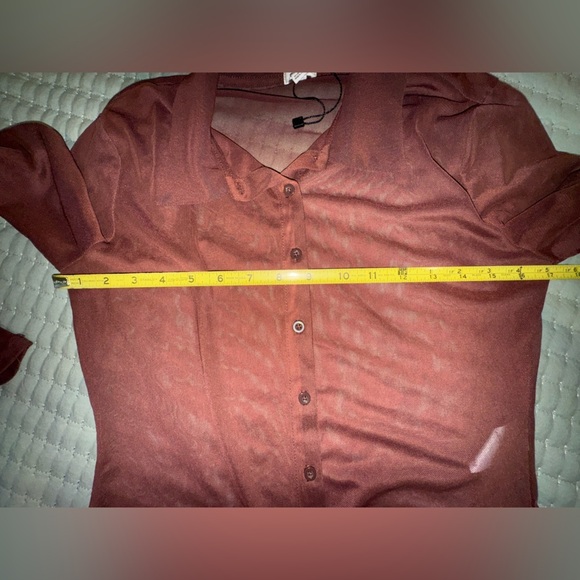 Garage Sheer Brown Button-Down Shirt. Size M NWOT - Picture 3 of 9